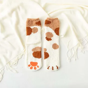 Nye lady cute fuzzy kvinder coral fløjl, non-slip udlevering kat paw voksen varmt gulv sokker