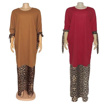 Nye afrikanske kjoler til kvinder bazin riche getzner 2020 afrika leopard print rød kjole sexet kjole africaine ankara Muslimske kjole