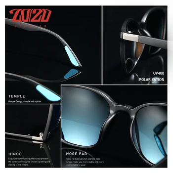 20/20 Brand Design Polariserede Solbriller Mænd Kørsel Square Frame Sol Briller Mandlige Klassisk Unisex Briller Brillerne Gafas PL374