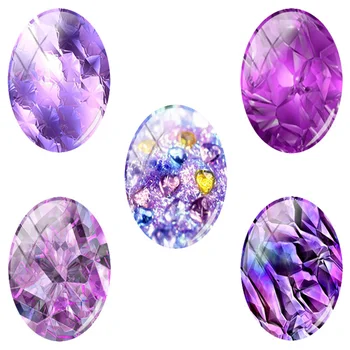 TAFREE Nye populære krystal tekstur, Mønster Ovale 18x25 mm Foto 5pcs/masse Glas Facetslebet Dome Fladskærms Tilbage Smykker TX395