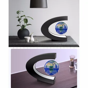 Kreative Anti Gravity Flydende Kloden C-form, Dekoration Magnetisk Levitation Flydende Verden verdenskort med Farverige LED Lys