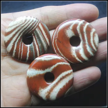 4stk naturlige rainbow zebra sten jasperr vedhæng størrelse 35mm donut form rund form, smukt sten, som kun vi har unikke sten