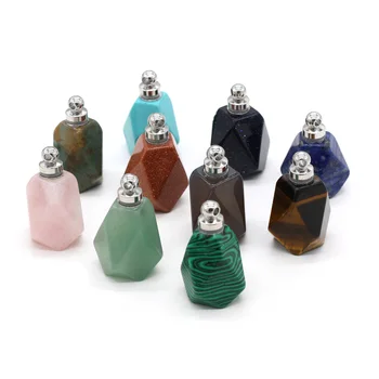 Naturlige Perler, Sten, Æteriske Olie Spreder Parfume Flaske Vedhæng Agater Kvarts Geometrisk Form Charms til DIY Smykker at Gøre