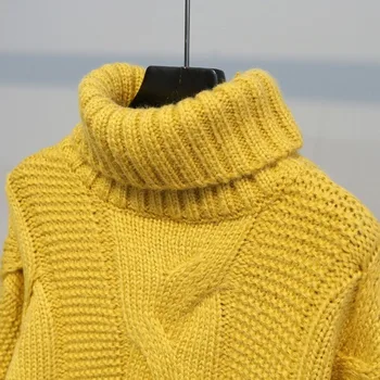 Kvinder Mode Løs Rullekrave Sweater Kvinder Short Style Pullovere Casual Twist Varm Trøje koreansk Stil Vinter Tøj