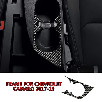 Pcmos Ægte Carbon Fiber Vand Cup Box Holder Panel Automotive Interiør Mærkat Trim For Chevrolet Camaro 2017-2019 Tilbehør