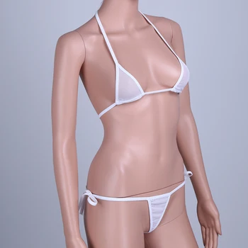 YiZYiF Kvinder Undertøj Sæt Mesh Halter Bikini Top med Uafgjort Side G-streng sexet bh-sæt feminina lingeri sæt-bh og trusse sæt