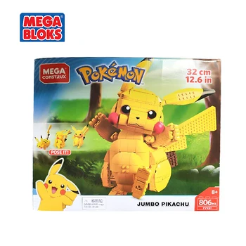 MEGA BLOKS Toy Pokemon Serie Pikachu byggesten Pokemon Giant Pikachu Pocket Monsters Legesæt Kids Legetøj Ferie Gave FVK81