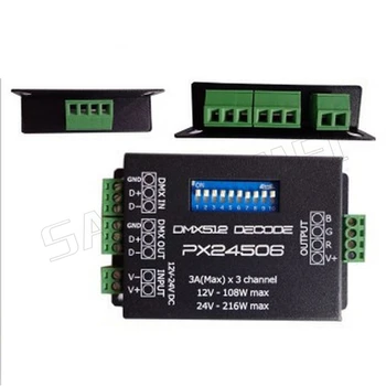 PX24506 DC12V-24V DMX512 3CH Dekoder Driver RGB Forstærker Controller Til 5050 3528 RGB LED Strip Light Lampe