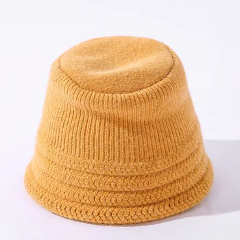 COKK Hat Kvinder Vinter Strikkede Bucket Hat Kvindelige Udendørs Solid Farve Vintage Varm Cap høreværn koreanske Bob Gorro Flad Top