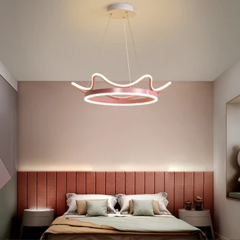 Børneværelse Lysekrone Nordiske Piger Værelse Pink Lampe Crown Luksus Vedhæng Lys for Moderne Stue Soveværelse Undersøgelse