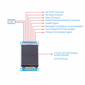 1,8 tommer SPI 128x160 RGB TFT LCD-Skærm Modul ST7735 Driver 128*160 3.3 V IPS LCD -