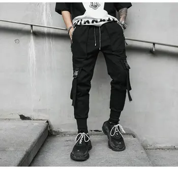 2020 Foråret Hip Hop Joggere Mænd Sort Harem Bukser Multi-lomme Bånd Mand Sweatpants Streetwear Casual Herre Bukser