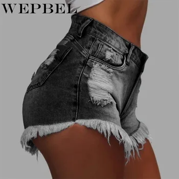 WEPBEL Hot Shorts Vasket Jeans Sommer Denim Rippet Høj Talje Shorts Korte Bukser Plus Størrelse
