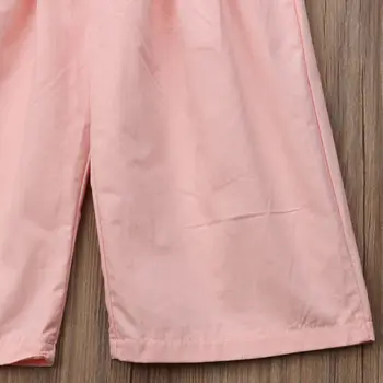 Barn Børn Børn Tøj Piger Blomster T-shirt, Toppe+Pink Overalls Bred Ben Bukser Udstyr 1-5 År