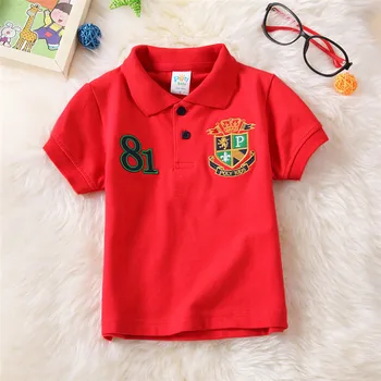 Baby Boy polo Shirts Børn Drenge Bomuld Sport kortærmet Skjorte Broderet Badge Dreng Toppe Fashion Baby Boy Tøj 2-12 År