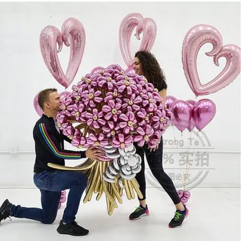 10stk 36inch Krog hjerteformet Folie Helium-Balloner Bryllup Valentine ' s Day Dekoration jeg Elsker Dig Oppustelig Air Globos Forsyninger