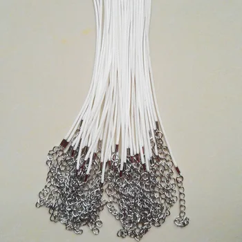 Karabinlås 1,5 mm m.100 stk hvid Voks Læder snor reb halskæde vedhæng 45cm med karabinlås smykker diy vedhæng masse gratis