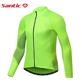 Santic Mænd langærmet Trøje Pro Fit Road Bike MTB Åndbar Jersey Reflekterende downhill trøje 4 Farver S-3XL