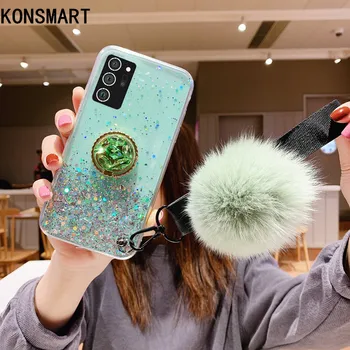 KONSMART For Samsung Note 20 Ultra Tilfælde Mode Klar Glitter Stjernede Soft Phone Case For Samsung Galaxy Note20 Dække Med Rem