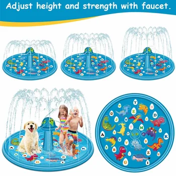 170 cm Kids Oppustelige Vand-Stænk Pad Sommer Udendørs Børn Sprinkler Mat PVC Runde Swimmingpools Oppustelige Pude Toy