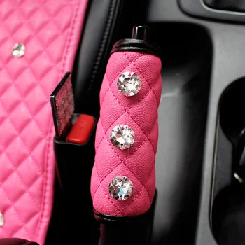 Høj Kvalitet Krystal PVC Læder Bil Håndbremse Greb Dækker Gearskifter Hånd Bremse Diamante Auto Interiør Tilbehør til Kvinder