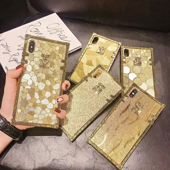 10stk Luksus guld farve mobiltelefon Case For iPhone-11 Pro Max antal XS-XR-X 8 7 6'ERE Plus tilfælde square beskyttelse bagcoveret dækker