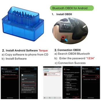 ELM327 Bluetooth Car OBD2 Kode Reader Scanner Motor Diagnostiske Værktøjer Kit Til Android, Windows IOS APP Display Auto Tilbehør