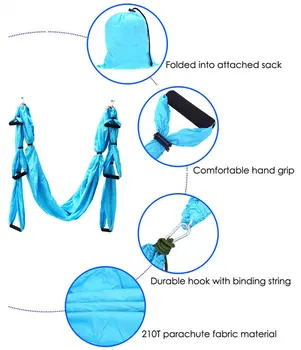 Farve matchingAnti-tyngdekraft-Antenne Yoga Hængekøje Komplet Sæt Flyvende Trapez Gynge Yoga Inversion Øvelser Enhed Hjem GYM Hængende