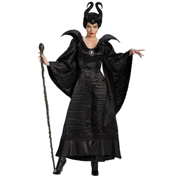 M-XL Halloween Gothic Vampyr Cosplay Kostumer Kvinde Skræmmende Horror-Tøj Sæt Med Horn Plus Size Black Queen Heks Tøj