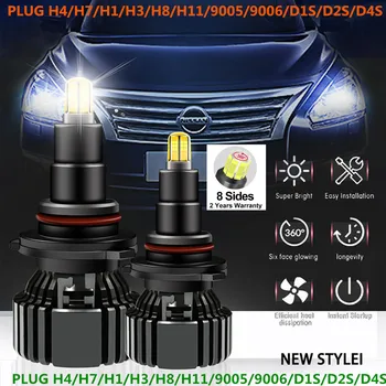 2stk Bil LED Forlygte Pære til at Lyse H1 H3 H11 H8 H7 H4 HB3 9005 HB4 9006 9004 9007 9008 D2S Canbus Auto Lampe 90W 360° 3D-Belysning