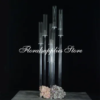 10STK Crystal Kandelabre Bryllup Centerpieces 105 cm Høj 10 Arme, Klar Akryl lysestage Lysestage til Event Part Indretning