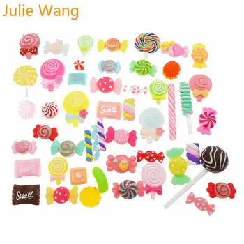 Julie Wang 20PCS Tilfældigt Sendt Harpiks Farverige Slikkepind Slik Slim Charms Vedhæng Smykker Halskæde og Armbånd Tilbehør Hnadcraft
