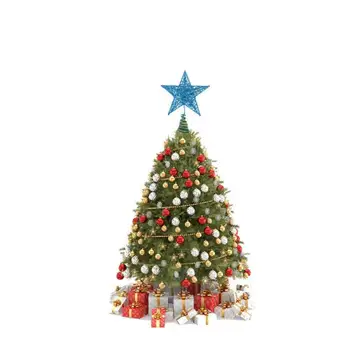 Rose Guld Blå Glimmer Stjerne, juletræ Toppers 3D-Fem-punkt-Stjernede Julepynt Til Træet Hjem Tabel Topper Ornament