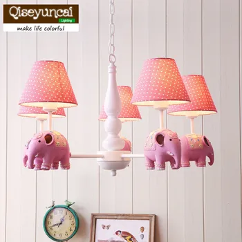 Qiseyuncai Elefant stue spisestue lysekrone små, friske landlige Amerikansk mode enkel børneværelse Lysekrone