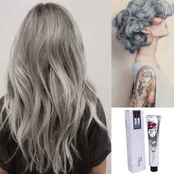 100 ML 2017 1PC Mode Permanent Punk hårfarve Lys Grå Sølv Farve Creme 100 ML Midlertidig hårfarve Mascara Hår Farve Fløde