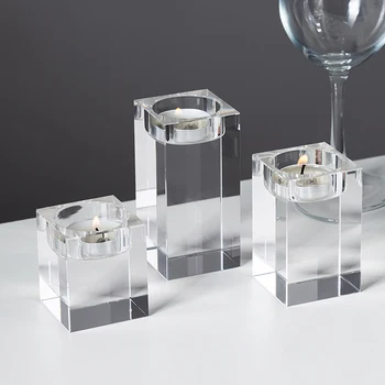 Nordisk Gennemsigtige, Krystal-Glas lysestager Glas Lysestager Bryllup Tabel Centerpieces Hjem til skrivebordet, Indretning, Kunst Gave