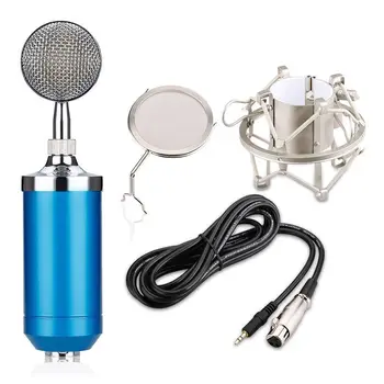 BM-8000 Professionelle lydstudie Optagelse Kondensator Kabel Mikrofon Med 3,5 mm Stik Stand Holder Pop-Filter for KTV