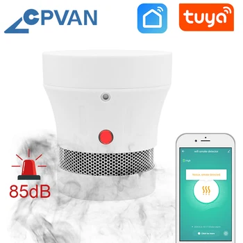 CPVAN 6STK Tuya WIFI Smart røgalarm Røgeri Kombination brandalarm 85dB Høj følsomhed Home Security Røg Sensor