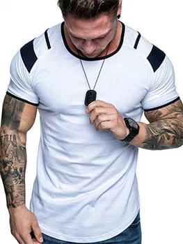 Nye Mænd T-shirt i Bomuld Korte Ærmer sort Undertrøje Mandlige Solid stribe Herre Tee Sommeren Mærke Tøj Homme camiseta masculina