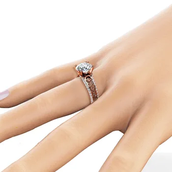 MOONROCY CZ Krystal Ring i Rosa Guld Farve vielsesringe Vintage Hule Dame Smykker til Kvinder Gave Drop Shipping Engros
