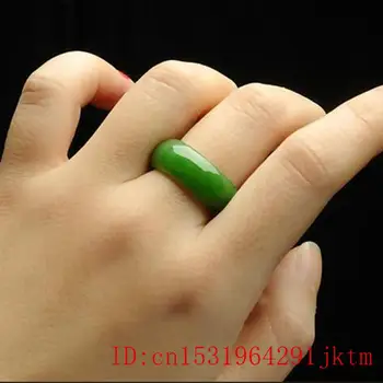 Grøn Jade Ring Kinesiske Naturlige Jadeite Amulet Mode Charme Smykker Skåret Gaver til Hende Kvinder Mænd