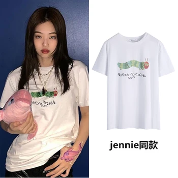 Kpop koreanere Kendte mode sød hvid Kawaii Print T-Shirt til Kvinder Harajuku Mode Tshirt Søde Tegneserie t-Shirts Kvindelige løse Toppe