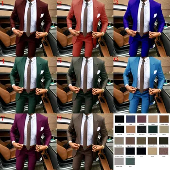 2019 Seneste pels bukser designs Brune mænd, der passer Slim fit elegante kjoler, Bryllup, firmafest kjole Sommer jakke+bukser terno