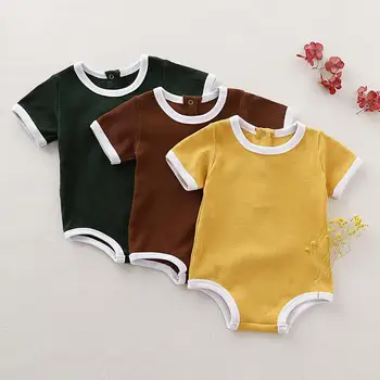 Simple Mode Sommer Pyjamas Nyfødte Baby Drenge Piger Casual Tøj Bomuld Kortærmet Lille Barn Spædbarn Tøj Sæt Natkjole
