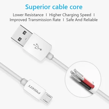 PISEN 0,8 m /1,5 m Mikro-USB-Kabel-Hurtig Opladning Data Sync Android USB 2.0 Oplader Kabel til Android Xiaomi Huawei, Samsung