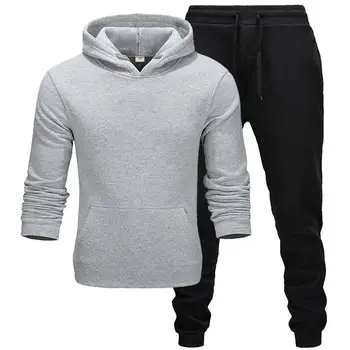 Ny 2020-Mærke Træningsdragt Mode Mænd Sportstøj To-delt Sæt, Alle Tykt Bomuld Fleece hoodie+Bukser Sportslige Passer Mandlige