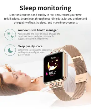 SHIRAJO Smart Ur til Kvinder i Rustfrit Stål IPS-Skærm Smartwatch med puls, Blodtryk, Kvinde Helbred, og Meddelelser