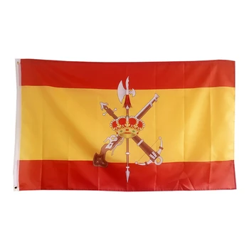 Bandera de España, con la sombra de la Cruz de Borgoña y el escudo de la Legión del Ejército Español