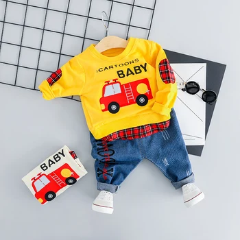 Baby Boy Cartoon Bil T-shirt, Jeans Tøj Sæt Børn Nyeste Foråret Drenge Tøj Til Toddler Outfit 1 2 3 4 År