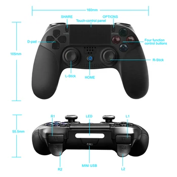 Trådløs Bluetooth-Spil Controller Gamepad Remote Gaming Joysticks Joypad til Playstation 4 3 PS4/PS3/PC, Bygget i 600-Batteri